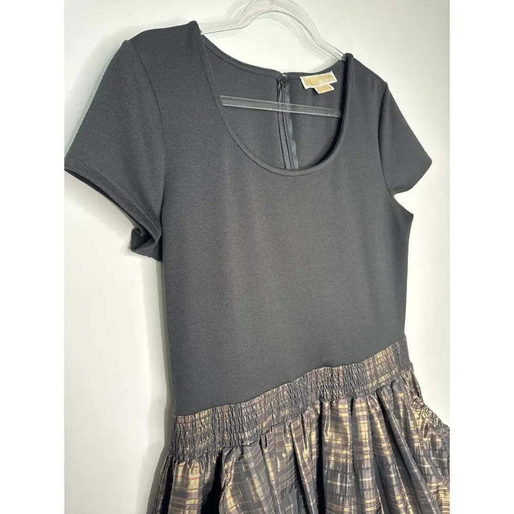 Michael Michael Kors Black Bubble Hem Plaid Skirt Dress hoilday formal Size 12